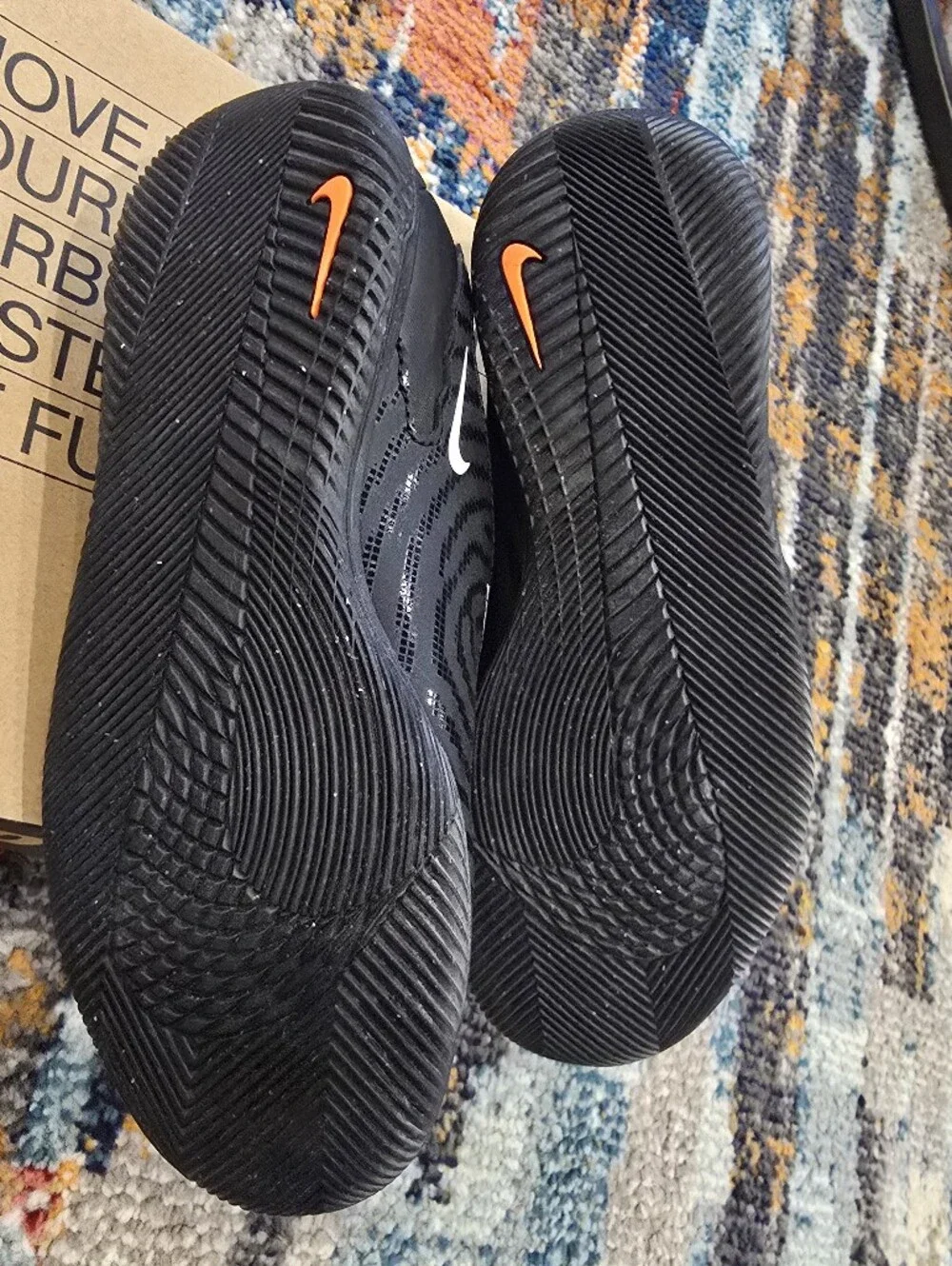 Nike Black Boys JR Phantom Sneakers with White Swoosh